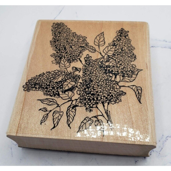 Embossing Arts Branch Of Lilacs Wood Mounted Rubber Stamp - Picture 2 of 8
